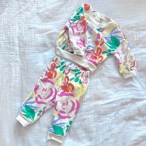 Baby Gap Watercolor Floral matching sweatsuit 3-6 months